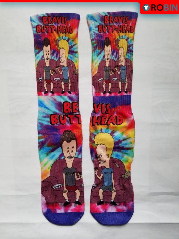 Beavis and Butthead Tie Dye Socks