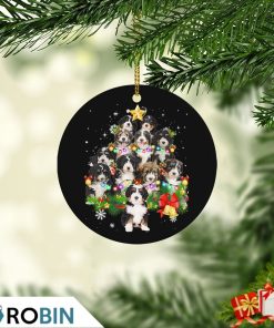 Bernedoodle Christmas Tree Lights Christmas Ornament
