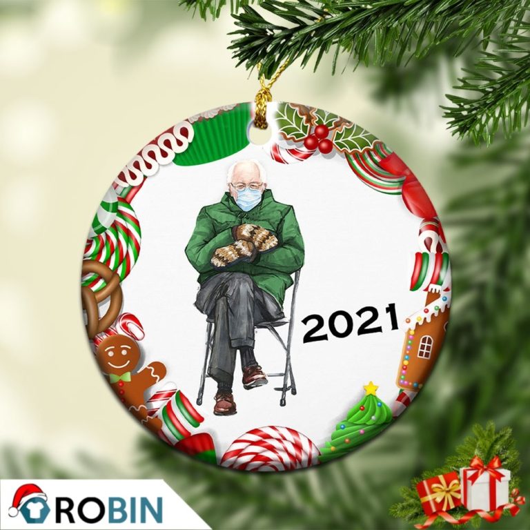 Bernie Sanders Mittens 2021 Funny Christmas Ornament