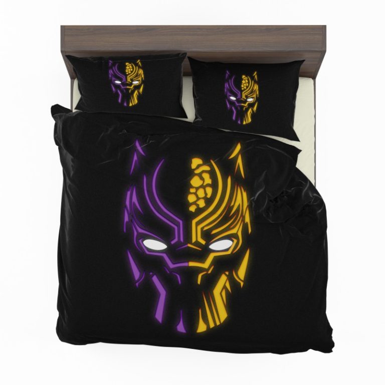 Black Panther Illustration Neon Bedding Set