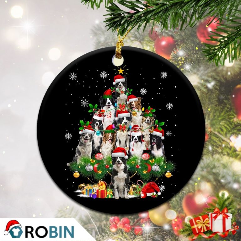 Border Collie Christmas Tree Lights Christmas Ornament