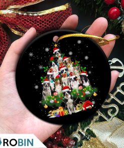 Border Collie Christmas Tree Lights Christmas Ornament