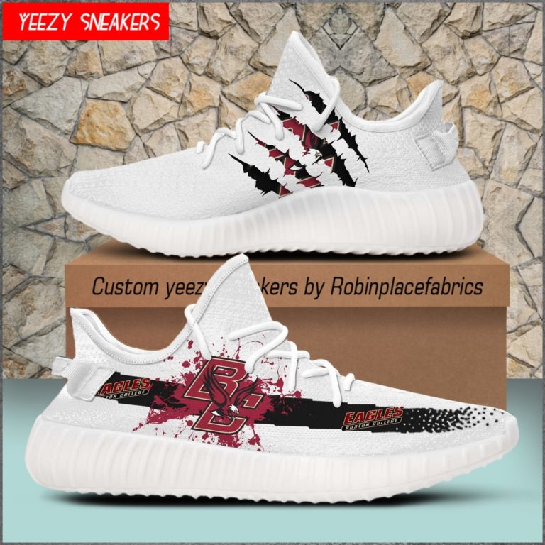 Boston College Eagles Yeezy Boost White Sneakers