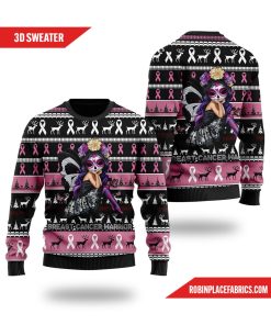 Breast Cancer Warrior Ugly Sweater With Pink Ribbons For Breast Cancer Patients