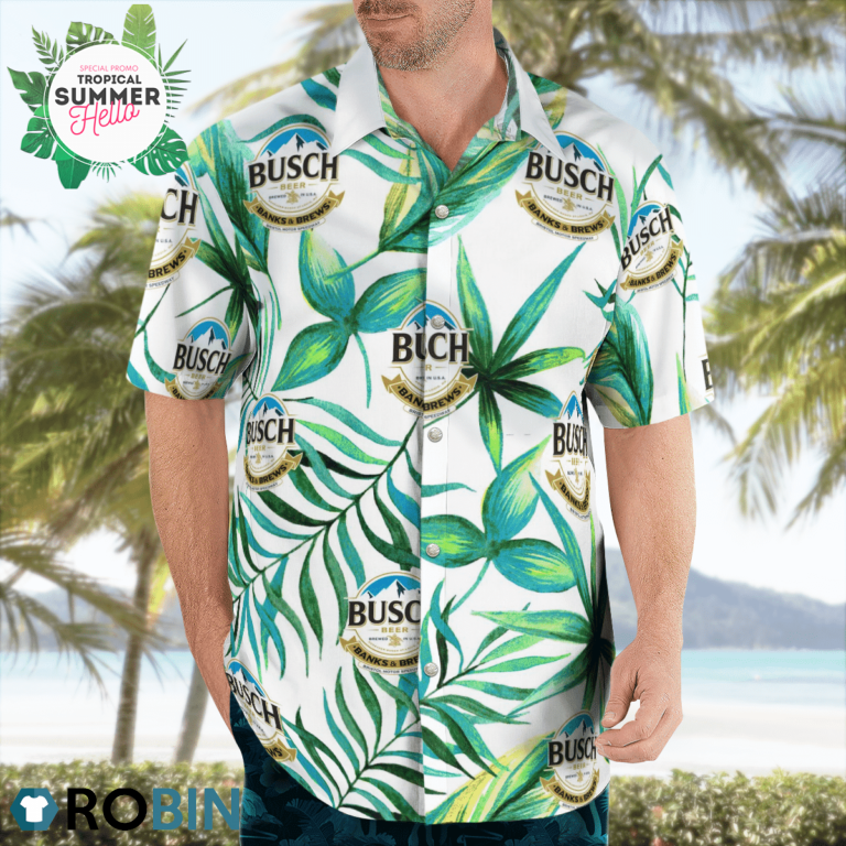 Busch Beer Hawaiian Shirts, Casual Button Down Short Sleeve Shirt