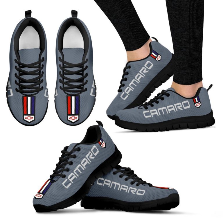 Chevrolet Camaro Breathable Running Shoes – Sneakers Satin Steel Gray