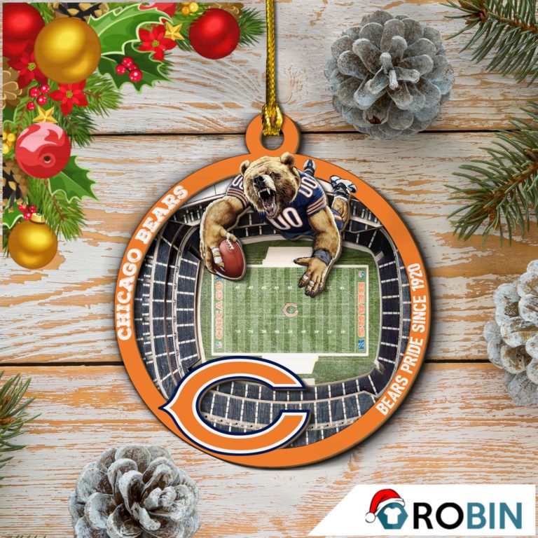 Chicago Bears Football Mascot 2 Layered Wood Christmas Ornament