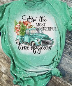 Christmas Car It’s The Most Wonderful Time Of The Year Bleached T-Shirt