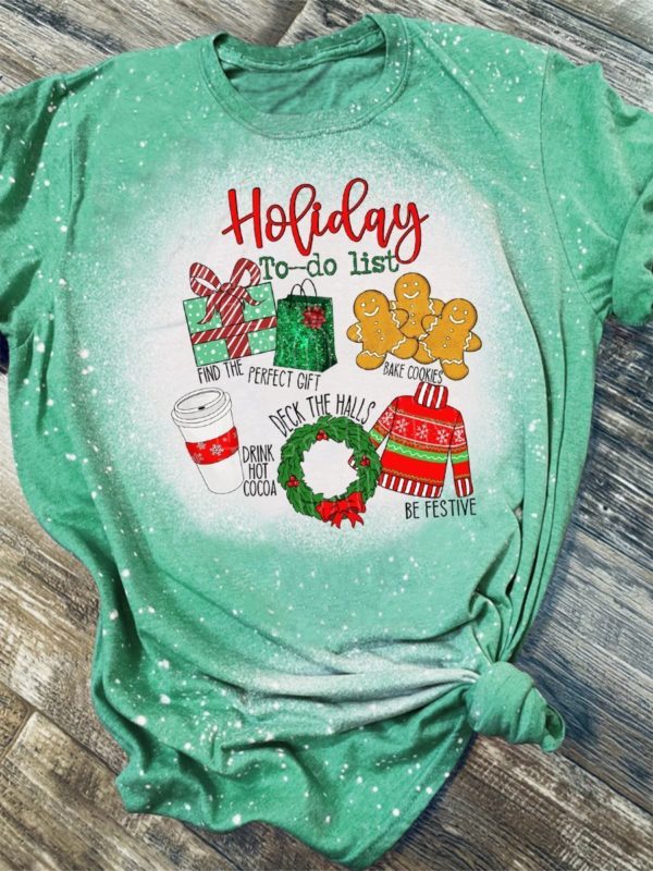 Christmas Holiday To Do List Bleached T-Shirt
