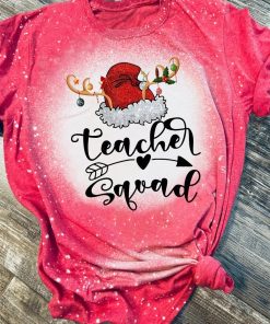 Christmas Teacher Squad 3D Print Bleached T-Shirt
