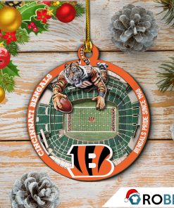 Cincinnati Bengals Mascot 2 Layered Wood Christmas Ornament