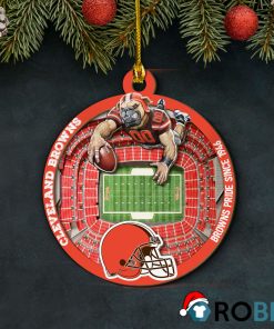 Cleveland Browns Football Mascot 2 Layered Wood Christmas Ornament