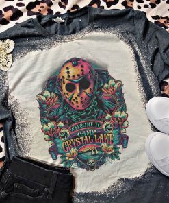 Crystal Creek Jason Friday The 13th Halloween Bleached T-Shirt Crystal Creek Jason Friday The 13th Halloween Bleached T-Shirt