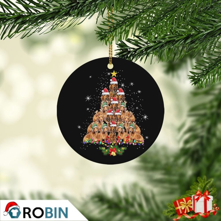 Dachshund Christmas Tree Lights Pajamas Christmas Ornament