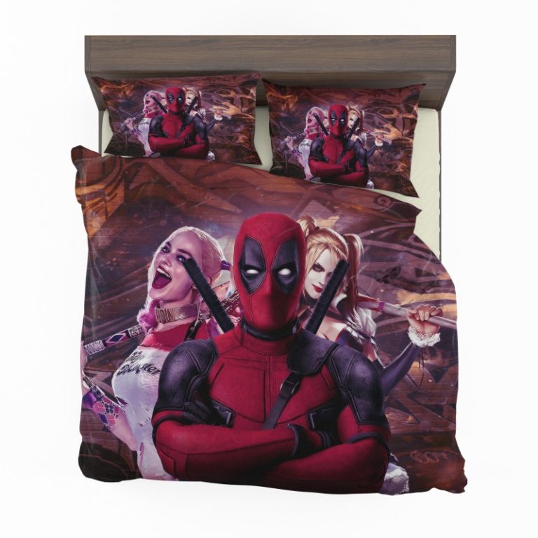 Deadpool and Harley Quinn Artwork Bedding Set