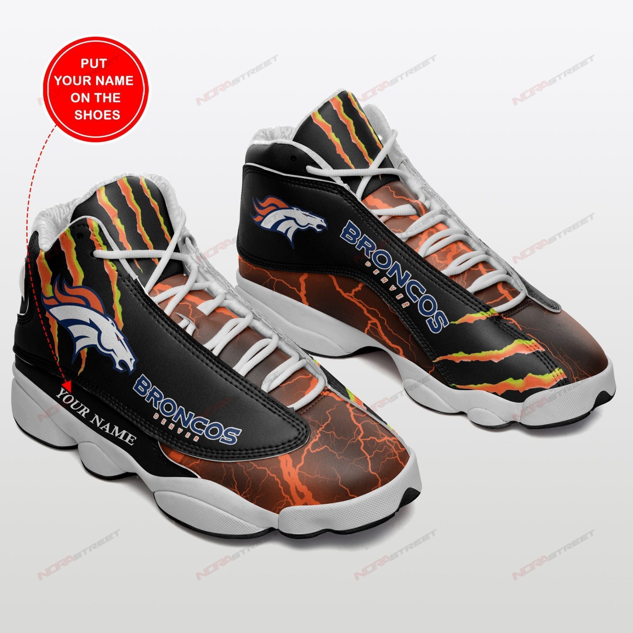 Denver Broncos Personalized Air Jordan 13 Sneakers - Robinplacefabrics