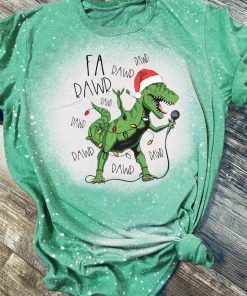 Dinosaur Fa Rawr Rawr Christmas Bleached T-Shirt
