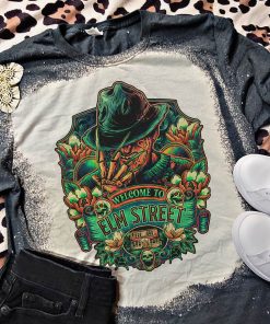 Elm Street Freddy Krueger Halloween Bleached T-Shirt