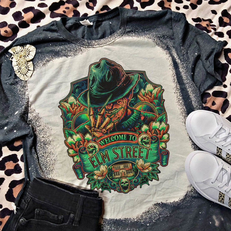 Elm Street Freddy Krueger Halloween Bleached T-Shirt