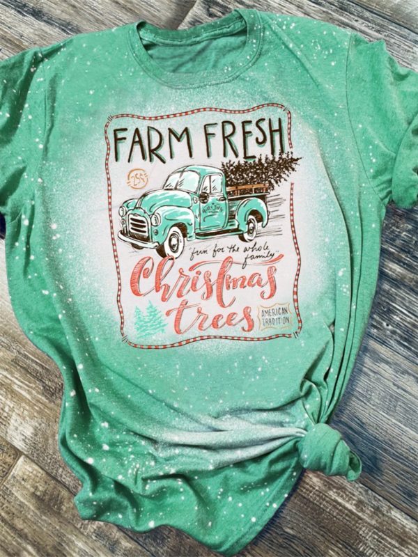 Farm Fresh Christmas Trees 3D Print Bleached T-Shirt
