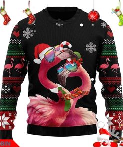 Flamingo Couple Unisex Ugly Christmas Knitted Sweater