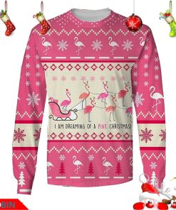 Flamingo I Am Dreaming of A Pink Christmas Ugly Christmas Sweater, Kid Sweater
