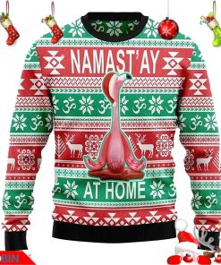 Flamingo Yoga Namast’ay at Home Unisex Knitted Ugly Christmas Sweater