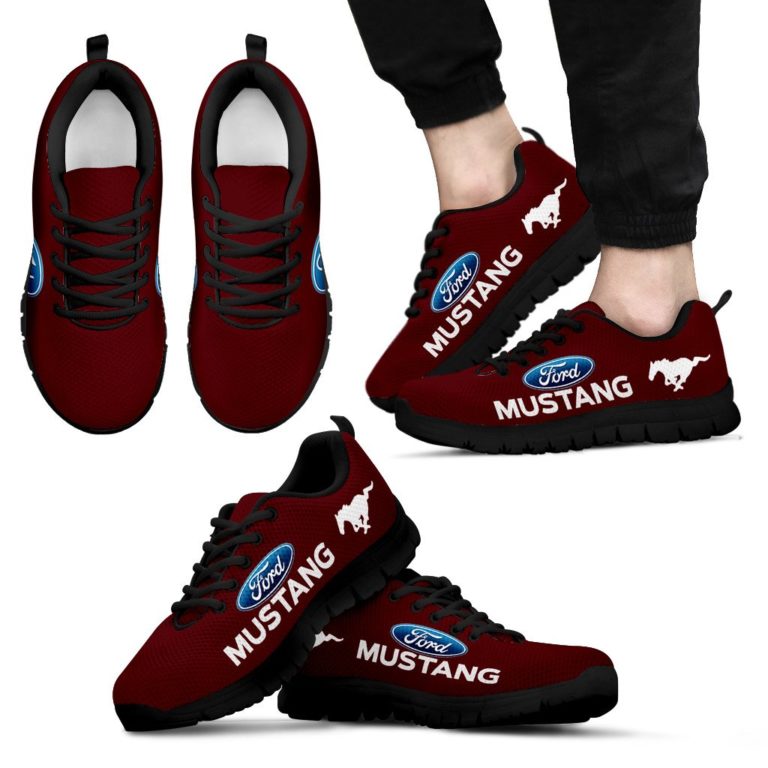 Ford Mustang Breathable Running Shoes – Sneakers Maroon