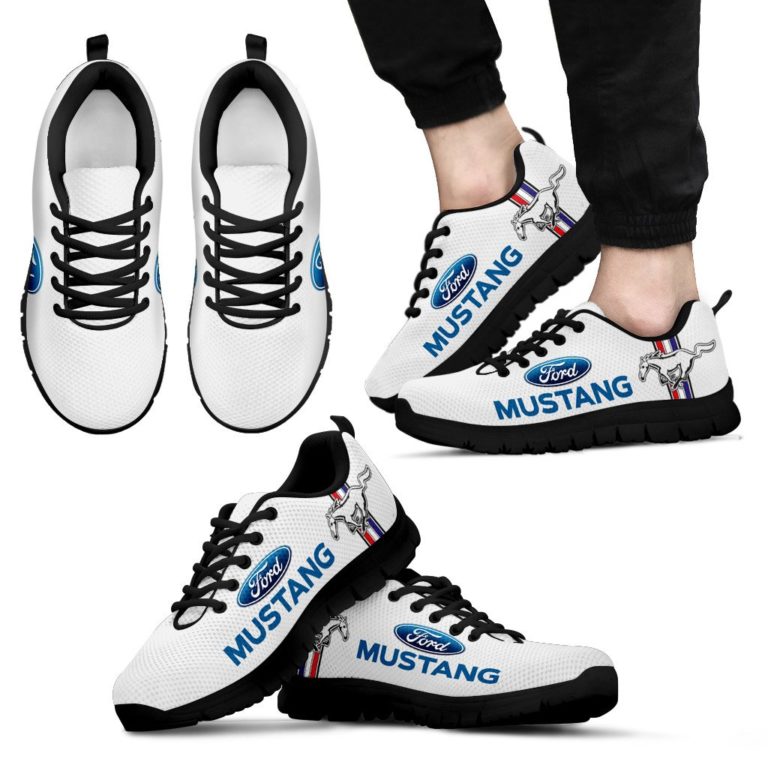 Ford Mustang Breathable Sport Shoes White Blue