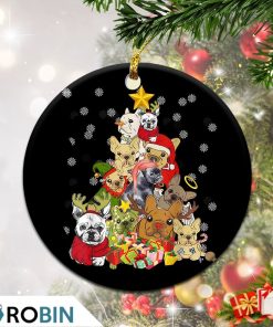 Frenchie Christmas Tree Lights Christmas Ornament