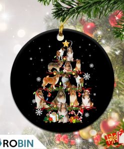 Funny Rough Collie Christmas Tree Lights Christmas Ornament