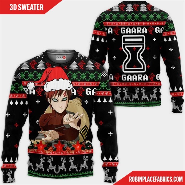 Gaara Ugly Christmas Sweater Custom Naruto Anime Xmas Gifts