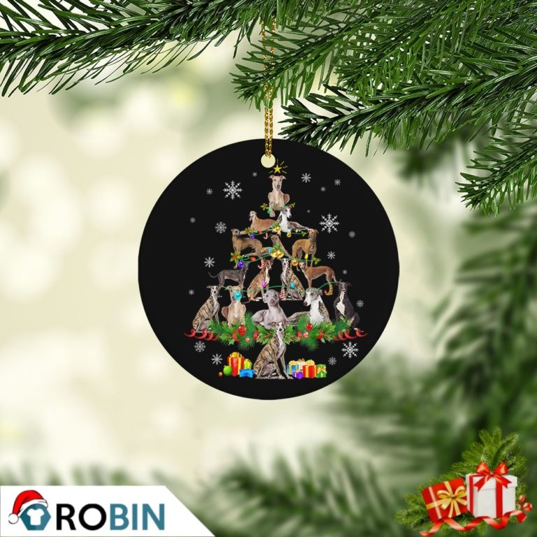 Greyhound Christmas Tree Lights Christmas Ornament