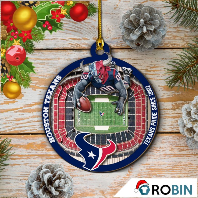 Houston Texans Mascot 2 Layered Wood Christmas Ornament