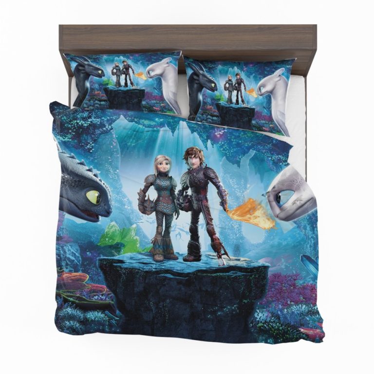 How to Train Your Dragon The Hidden World Movie Astrid Hiccup Toothless White Night Fury Bedding Set