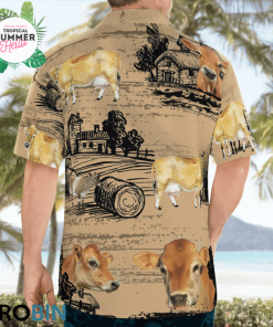 Jersey Cattle Loves Hawaiian Shirts, Casual Button Down Short Sleeve Shirt