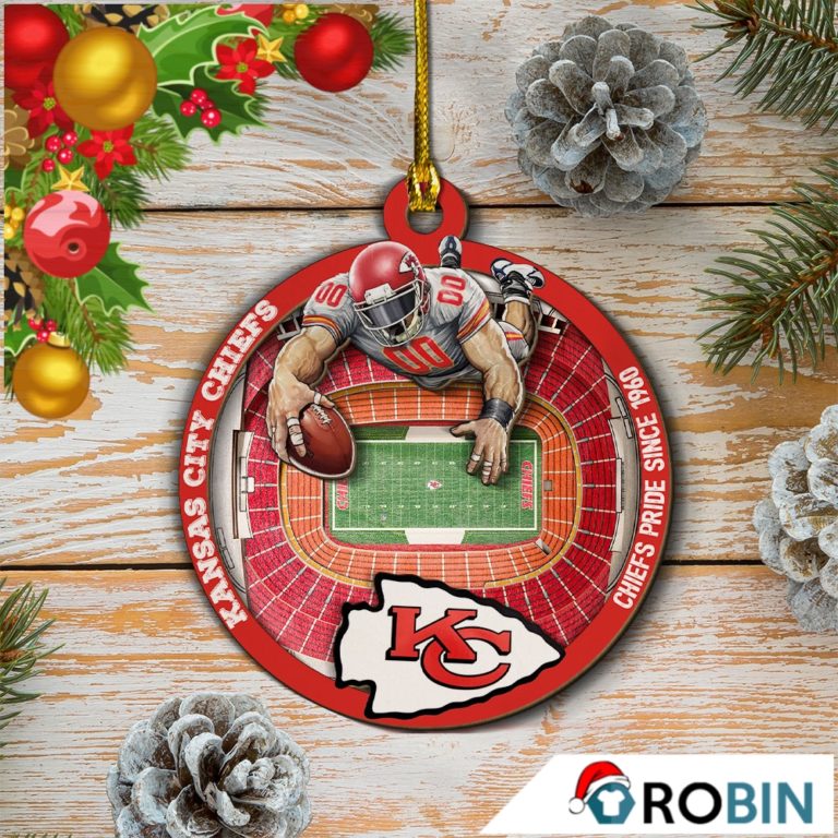 Kansas City Chiefs Mascot 2 Layered Wood Christmas Ornament