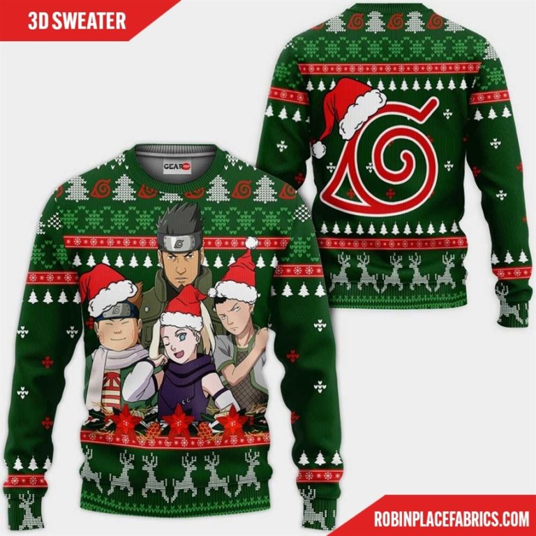 Konoha Team 10 Ugly Christmas Sweater Custom Naruto Anime Xmas Gifts