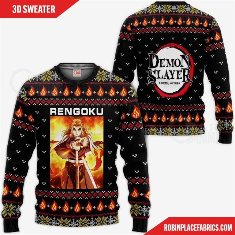 Kyojuro Rengoku Ugly Christmas Sweater Demon Slayer Anime Xmas Gift