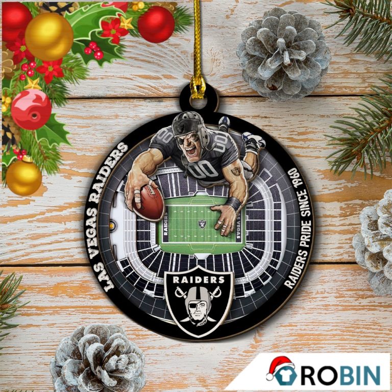 Las Vegas Raiders Mascot 2 Layered Wood Christmas Ornament
