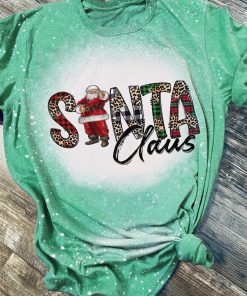 Leopard Santa Claus 3D Print Bleached T-Shirt Leopard Santa Claus 3D Print Bleached T-Shirt