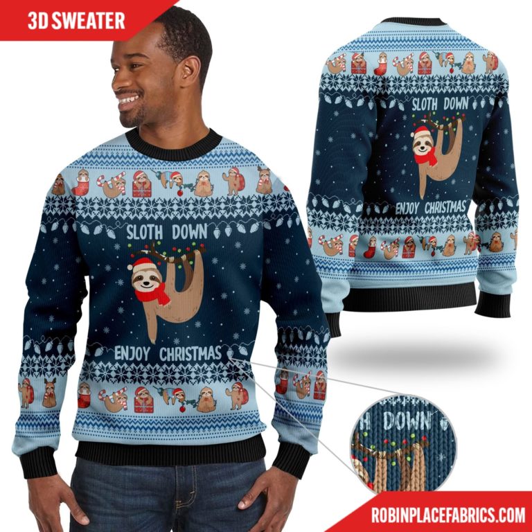 Lonely Sloth Down Enjoy Christmas Ugly Sweater
