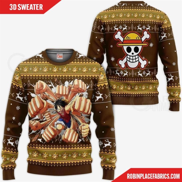 Luffy Gomu Gomu Ugly Sweater Xmas One Piece Anime Chrismast
