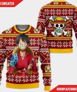 Luffy Ugly Christmas Sweater Custom Wano One Piece Anime Xmas Gifts
