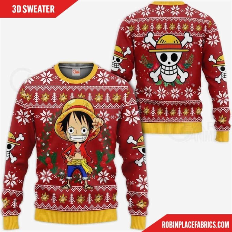 Luffy Ugly Christmas Sweater One Piece Anime Xmas