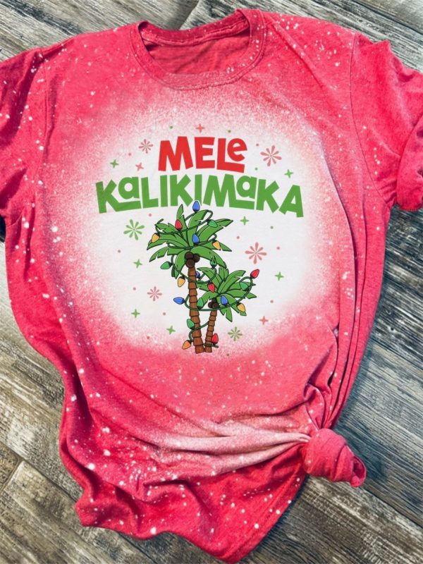 Mele Kalikimaka Christmas Bleached T-Shirt
