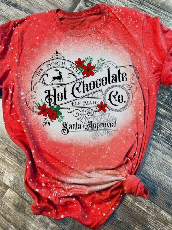 Merry Christmas Hot Chocolate Bleached T-Shirt