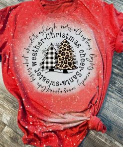 Merry Christmas Sweater Weather Christmas Cheer Santa Bleached T-Shirt