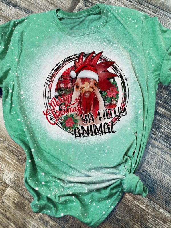 Merry Christmas Ya Filthy Animal Bleached T-Shirt