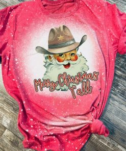 Merry Christmas Y’all 3D Print Bleached T-Shirt